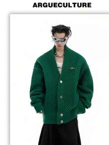 Men Cardigans - أخضر - مشاهدة 2