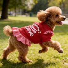 Glitter Ruffle Hem Pet Dress "OMG I'M TOO CUTE" Letter Print Dog Tank Dress, Sweet Summer Outfit For Small Dogs