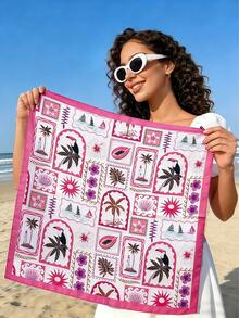 1件新款时尚70厘米女士缎面多功能配饰，贝壳沙滩印花，适合日常佩戴，四季皆宜，丝巾/手帕 - A - 查看 7