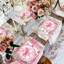 50pcs Pink Bow Birthday Party Themed Disposable Tableware Set, Includes Disposable Plates, Napkins, And Paper Cups , Perfect For Music Festival, New Year's Celebrations,Back-To-School Celebrations - Multicolor - View 4