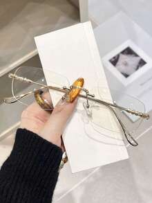 1pc Unisex Fashion Minimalist Rimless Metal Glasses - Gold - View 17