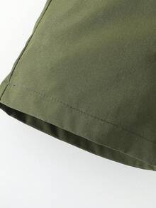 Boys' Solid Color Casual Shorts, Elastic Waist Pockets Sports Shorts, School Uniform Pants - Green - View 7