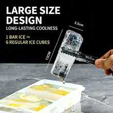 Large Ice Cube Mold, Silicone Ice Tray, Ice Pop Maker, Bar Whiskey Cocktail Collins Ice Cube Tray With Lid - Black  Silicone Ice Cube Tray - 4 Compartments - View 4