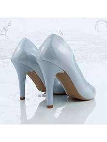 Women's Elegant Patent Leather Stiletto Heel Shoe (9.5 Cm) Comfortable, Available In Black, Pink, Red, Nude, Rose, And Blue. - 淺藍色 - 查看 4