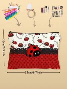 1PC Kawaii Anime Girl Graphic Makeup Bag, Y2K Aesthetic Pink Heart Zipper Pouch, 1pc KPOP Cartoon Character Cosmetic Organizer, Cute "SIX SEVEN" Print Toiletry Bag, Japanese Style Manga Art Stationery Case, Otaku Essentials Storage - Multicolor - View 2