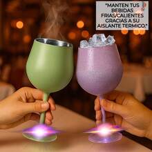 Vaso/Copa con Luz, FAB-17, Copa 2 en 1, Vaso para fiestas, Para Vino/Coctel/Jugo/Champán, De acero inoxidable, prismático armable con luz, Copa, Copa con luces de colores, Copa con luz para reuniones, Vaso de acero inoxidable, Vaso para vino, capacidad 14 Oz/410 ml. - Verde - Ver 10