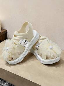 Children Pearl Heart Sandals, Girls Korean Style Fashion Soft Bottom Sandals - White - View 7