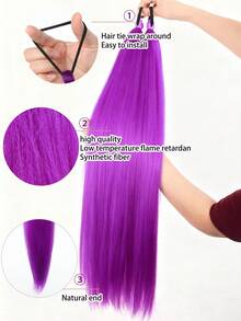 Tóc nối giả bện màu tím dài 26/28/32 inch, kiểu đuôi ngựa cài kẹp dùng cho trang phục cosplay. - Nhiều màu - Xem 6