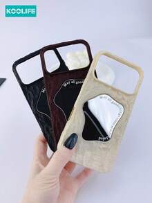 Koolife 3D Rock Texture TPU Phone Case, Single Pack, Includes Asymmetrical Mirror Surface, Skin-Friendly Matte Anti-Shock Protective Case, Raised Lens Protection, Fashionable Unique Design, Compatible With IPhone 17/17 Pro/17 Pro Max - Black - View 7