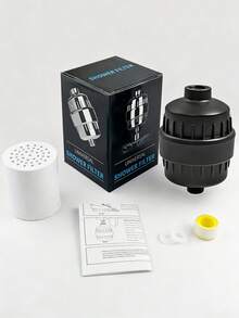 2入/組 高效能蓮蓬頭濾水器，大流量硬水軟化蓮蓬頭濾水器，通用型蓮蓬頭淨水器，減少皮膚乾燥與髮質受損，去除氯氣與有害物質，適用於居家、飯店及露營車浴室，送給家人與朋友的驚喜禮物 - 黑色 - 查看 10
