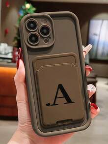 1pc Dopamine Gradient Letter A Shaped Phone Case, Soft Silicone Protective Cover, Cute Cartoon Design, Suitable Compatible With Iphone 16/17 Pro Max, Honor X7/Galaxy A56 5G/Infinix Smart 8/Infinix Hot 40/ Spark 30C/Spark Go 2024/Redmi Note 14 5G/ Moto E22/E22i/OPPO A54 - Brown - View 3