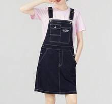 Skechers Women's Comfortable Casual Woven Suspender Skirt - Dark Denim Blue - View 1