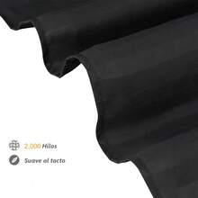 Juego de Sábanas de Microfibra Premium Tipo Satén Suaves y Frescas con Bolsillo Profundo para Cama Individual Matrimonial Queen King Incluye Sábana de Cajón Sábana Plana y Fundas de Almohada - Negro - Ver 8