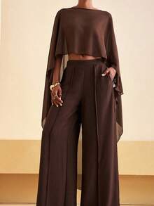 Capelets For Women Chiffon Cape Shawls And Wraps For Evening Dress Wedding Capes Cover Up - Coffee Brown - View 4
