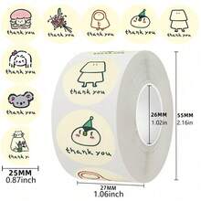 500 Thank-You Stickers, Office Seal Tags,  Style Holiday Handmade DIY Decoration Seal Stickers, Thank You Tags - 1 Inch/2.5 cm - View 1