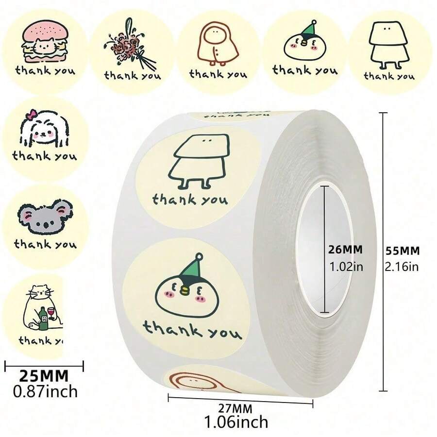 500 Thank-You Stickers, Office Seal Tags,  Style Holiday Handmade DIY Decoration Seal Stickers, Thank You Tags - 1 Inch/2.5 cm - View 1