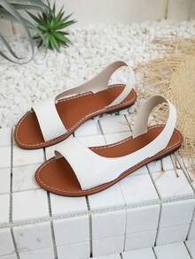 女士优雅波西米亚风夏季凉鞋，时尚蛇纹图案设计，不对称交叉绑带，露趾款式，百搭连衣裙、裤装、休闲户外及室内服饰 - 白色 - 查看 8
