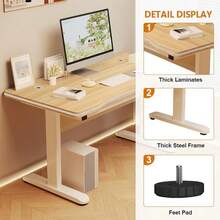 Computer Writing Desk Is Suitable For Home Office Students. Modern Minimalist Style With T-Shaped Metal Bracket PC Wood Is Suitable For Office & Bedroom. - Brown - View 3