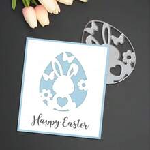 Creative Easter Bunny Metal Cutting Dies, DIY Scrapbooking Album And Embossing Stencil, Greeting Card Making Tool, Card Paper Cutting Crafts ,Gift Card Making Template Die Cuts. - Silver - View 6