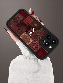 Fashionable, Popular, Personalized, Traditional Carpet With Arabic Inscription Pattern Design Theme Luxury Shockproof Aesthetic Cute Phone Case, Soft-Touch Ultimate Grip, Waterproof & Durable, Compatible With IPhone 17/17Pro/17Pro Max, 16, 15, 14, 13, 12, 11 Plus/Pro Max And Series, And Compatible With For Galaxy S/A Series - Black - View 4