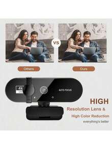 适用于电脑的 2K/4K 网络摄像头，1080P 高清，USB 接口，带麦克风，自动对焦，支持全高清 1080P 分辨率 - 彩色 - 查看 5