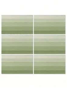 4pcs/6pcs Ombre Tablecloth, Modern Living Room & Dining Table Decor Placemats, Washable, Kitchen Table Mat, Heat Resistant Table Topper Decoration, Suitable For Home Party, Outdoor Camping Table Decor, Coffee Table, Spring & Summer Home Decor - Green - View 9