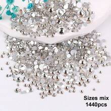 SS6 2MM-SS30 6.4MM, 7 Sizes, Non-Hot Fix, Adhesive Round Flat Bottom Glass Crystal Rhinestones, Multi-Color Crystal Gemstone Jewelry Beads DIY Glass Stone Diamond Design Accessories, Glitter Nail Art Stickers Decoration, Suitable For Phone Cases, Clothes, Bags, Shoes, Crafts - Multicolor - View 71