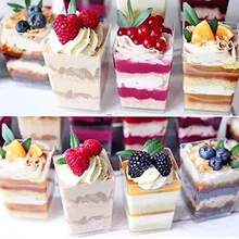 10pcs/20pcs/25pcs/50pcs/100pcs Transparent Square Dessert Cups - Ideal For Making Mousse, Pudding, Oatmeal, Fruit And Other Foods, Transparent Dessert Bowls, Mini Dessert Cups, Stackable - Clear - View 3