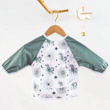 1Pc Rainbow Animal Print Waterproof & Mess - Free Long Sleeve Baby Bib, Adjustable Fit For 6 - 24 Months Toddlers