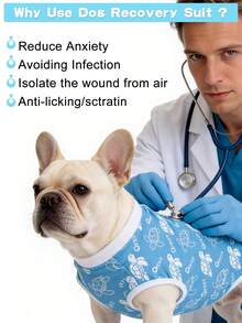 1pc Dog Surgery Suit, Breathable Pet Surgery Garment Suitable For Male And Female Dogs During Post-Operation Recovery - Multicolor - View 3