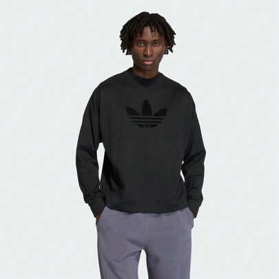 Adidas Originals 男士 P ESS 长袖 T 恤 针织无领 TKD6575