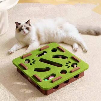 1pc Maze Toy Cat Toy Self-Entertainment Boredom Relief Toy, Small Cat Pet Puzzle Maze Felt Box With Bell Ball, Cat Scratch Pad