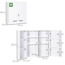 Six-Shelf, Two-Door Medicine Cabinet, Steel Medicine Stand, Dimensions 55x18x60 Cm, For Pharmaceutical And Care Products - 白色 - 查看 6