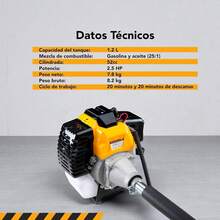 Desbrozadora Multifuncional 2.5 HP - Mango Ergonómico - Herramienta de Jardinería Alta Potencia/Desbrozadora a Gasolina 52 CC 2 Tiempos 2.5 HP - Mango Bicicleta para Jardín - Corta Maleza y Césped - Naranja - Ver 4