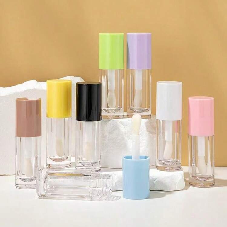 5支装唇彩可填充瓶，带刷头，无异味空化妆品容器，便携包装，透明唇彩和唇釉管，口红小样空瓶 - 旅行必备，赠品，旅行，平价好物，旅行必备 - 彩色 - 查看 4