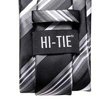 Corbatas de seda para hombre corbata tejida jacquard con bolsillo gemelos cubos para bodas y negocios-B006 - Negro y Plateado - Ver 4