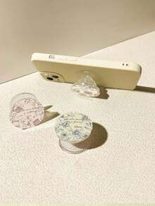 情人节礼物 1个复古手绘花朵手机支架，可折叠气垫支架，可伸缩手机支架，桌面支架，可调节，可伸缩，轻便，360°旋转，兼容苹果和安卓手机，生日、家人、朋友礼物，挤压气泡手机支架，手机配件 - 彩色 - 查看 2