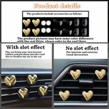 4pcs Gold & Silver Heart-Shaped Air Vent Clips, Cute Car Accessories, No Fragrance - For Decoration Only. Fashionable Design | Lightweight Metal Coated Heart Decor, Colorful Car Accessories, Punk Style Car Accessories - one-size - View 4
