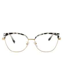 1 Cặp kính nữ in họa tiết da báo, phối vàng, kiểu mắt mèo, gọng kim loại TR, gọng mỏng thời trang, gọng trong suốt, có thể tùy chỉnh theo sở thích cá nhân. - Nhiều màu - Xem 4