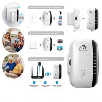 Repetidor de Sinal Wi-Fi 2 em 1: Modo AP e Repetidor com Instalação 300mbps Turbo WPS - Bingo