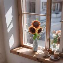2pcs Handmade Crocheted Sunflower Artificial Flower Bouquet, Made Of High-Quality Synthetic Fibers, Realistic Appearance, Soft And Flexible Stems, Suitable For Wedding, Party, Harvest Festival Decoration, Also Can Be Used As Home Decor Or Holiday Gift - Multicolor - View 3