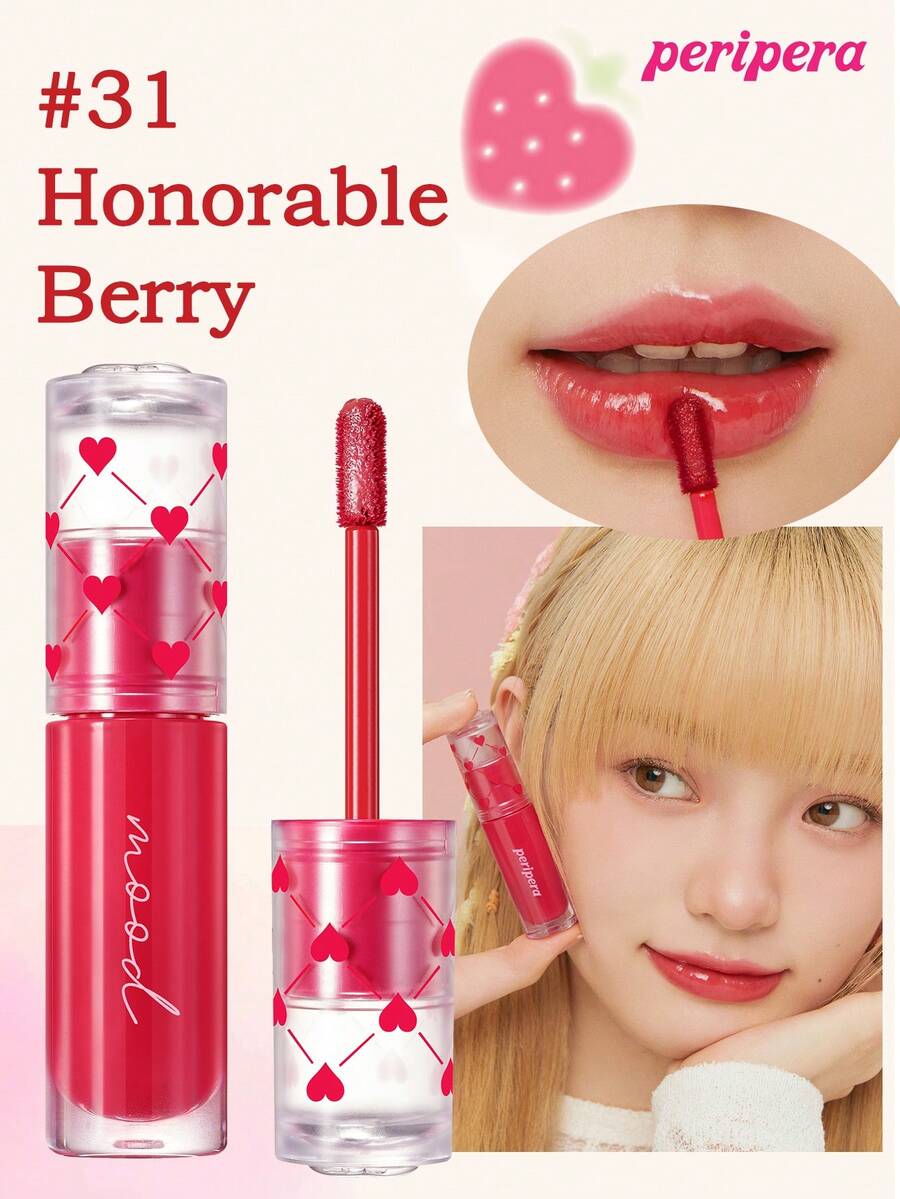 K-Beauty Peripera Ink Mood Glowy Tint, Water Bare Tint, Mirror Watery Lip Gloss, Glass Lip Gloss, Lip-Plumping, Naturally Moisturizing, Lightweight, Glow-Boosting, Long-Lasting, Comfortable, Non-Sticky, Mask Friendly, No White Film, K-Beauty, Korean Makeup - #31 Ông Berry đáng kính - Xem 1