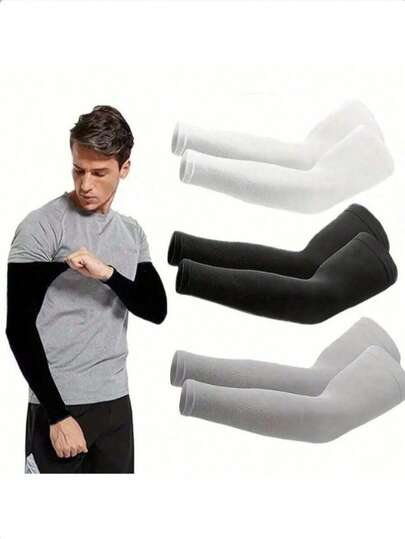 4 Pairs UPF 50+ UV Protection Sports Compression Cooling Arm Sleeves, Men's Basketball Arm Sleeves, School Halloween Accessories Winter Gloves Sleeves, White Glove Arm Sleeves, Autumn Clothing Halloween Costumes Black Arm Sleeves Men Gift