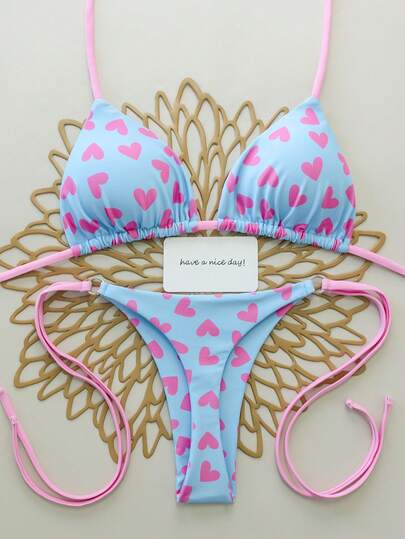 2pcs/Set Sexy Backless Allover Print Bikini Swimsuit, Suitable For Vacation, Beach, Stage Performance And Concert In Summer