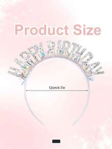 1/5pcs Happy Birthday Headband, Shiny Sequin Silver Hair Hoop, Suitable For Birthday Party, Party Supplies, Party Hat, Photo Props - Silver - View 2