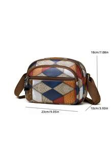 1pc Women's Square PU Leather Bag With Adjustable Shoulder Strap, Scratch-Resistant And Durable, Fits Passport, Cash, ID, Credit Cards, Lightweight And Portable, Suitable For Commuting/Shopping And Daily Use, Fashionable Color Blocking Design. - Multicolor - View 5