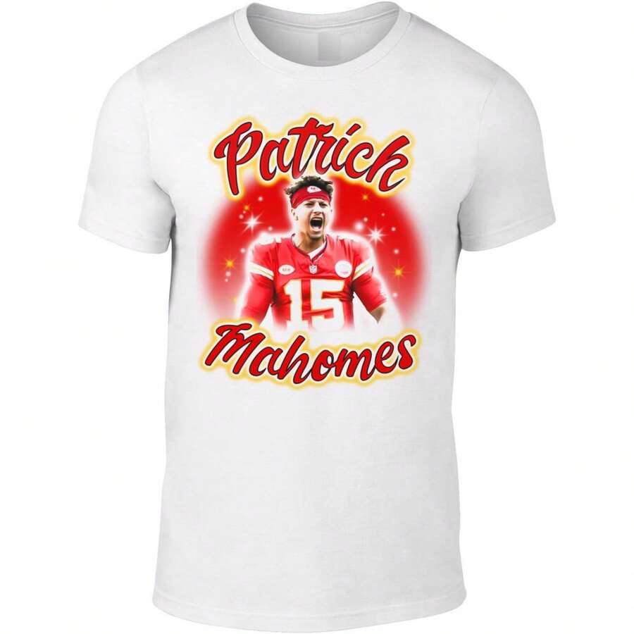 DeeTeeGee White Patrick MahomesA Airbrush Style T-Shirt - 黑色 - 查看 1