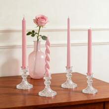 1支18厘米（7.08英寸）粉色多风格长柄蜡烛，适用于酒店、香薰、氛围营造、桌面装饰，欧式浪漫风格，适用于婚礼、西式餐饮、婚礼装饰、香薰礼品和男女皆宜的礼品。也适用于户外野餐和应急照明。 - 彩色 - 查看 5