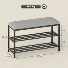 Shoe Bench With Seat, Bench With Storage Space, Shoe Rack With 2 Open Compartments, Bench 81 X 31 X 50 Cm Black