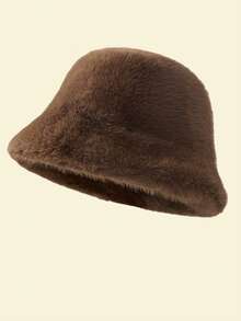 1 chiếc mũ tai bèo bằng len màu trơn cổ điển dành cho nữ, kiểu Hàn Quốc, mũ ấm áp che nắng đa năng dành cho học sinh, mùa đông. - Nhiều màu - Xem 20